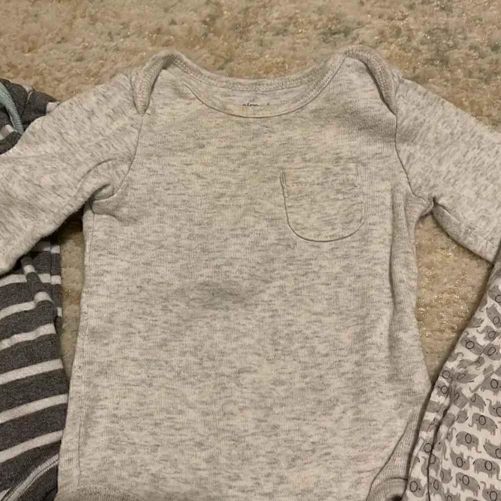 Bundle of five 0-3 month long sleeve shirt onesies